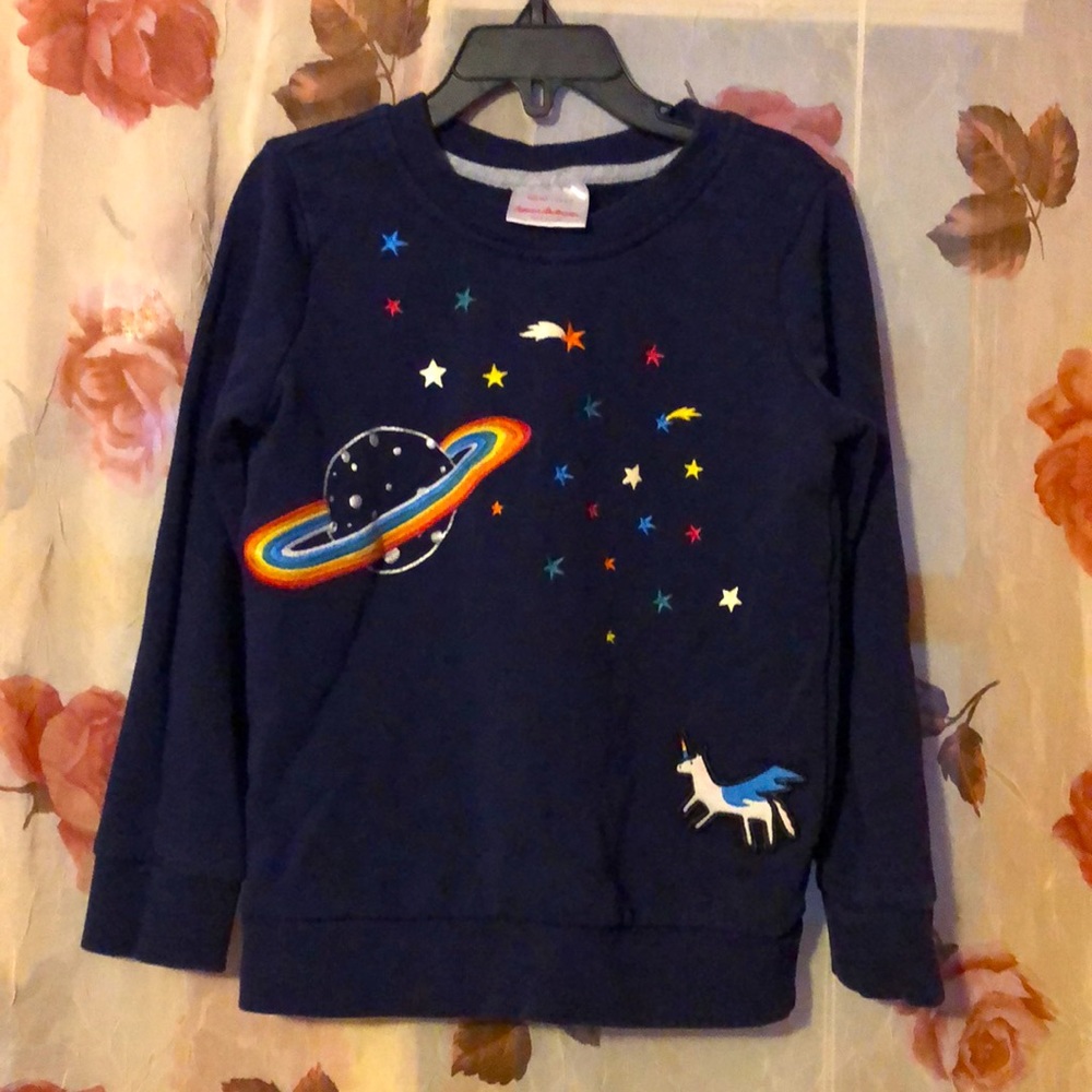 Hanna Andersson Navy Blue Unicorn in Space Pullover Sweater